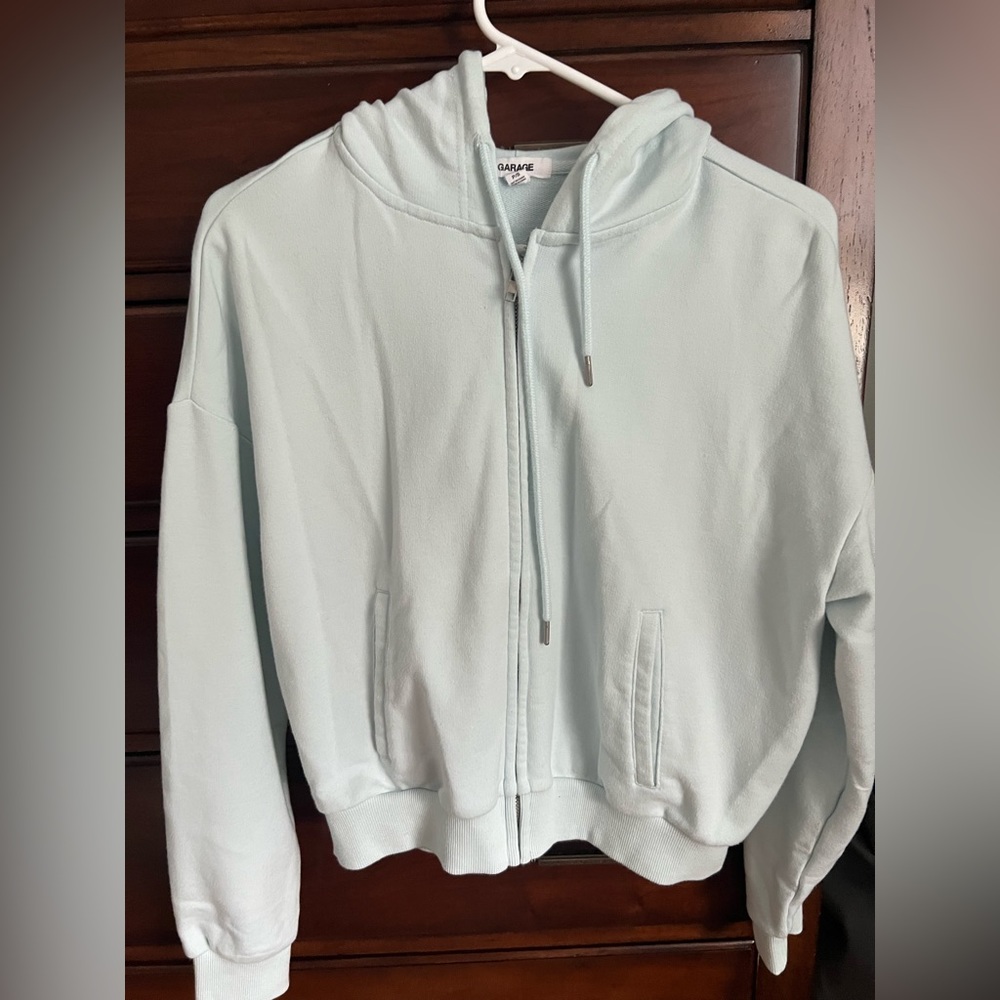 Garage Cropped Baby Blue Zip-Up